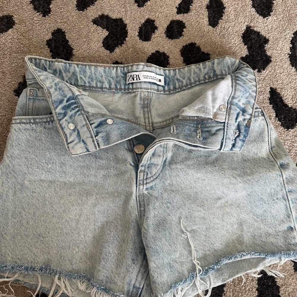 Zara Faded Blue Denim Shorts